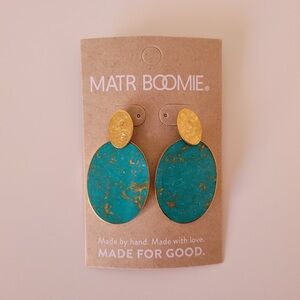Matr Boomie Teal and Gold Earrings